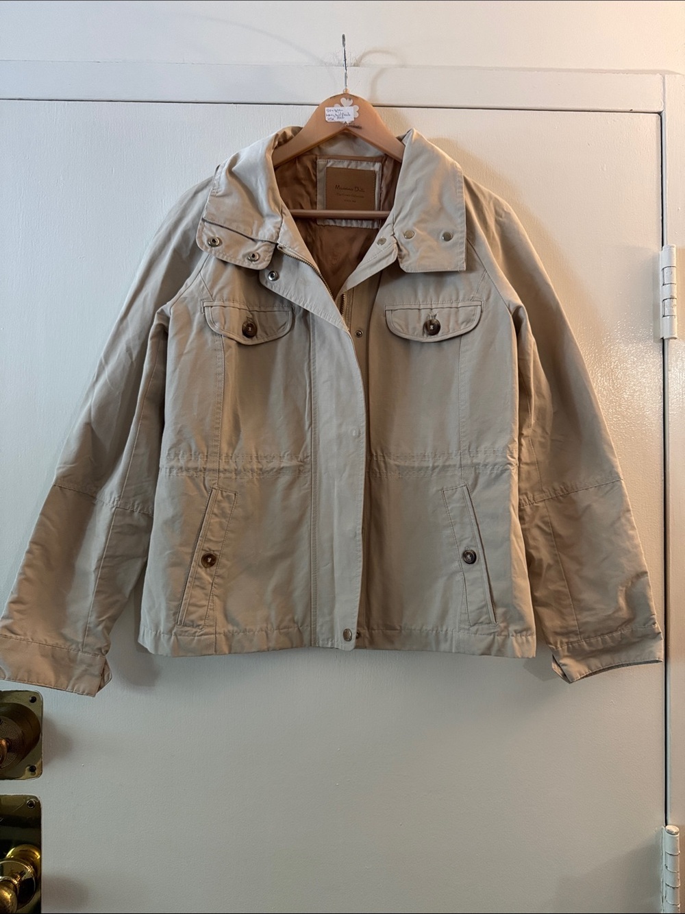Massimo Dutti Short Beige Utility Jacket Coat Large Size 10 perfect - Picture 2 of 9